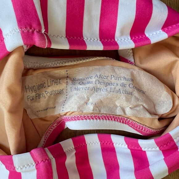 NWT J.Crew Factory Striped Mid-Rise Bikini Bottom Women's Size S Pink/White - Picture 7 of 7